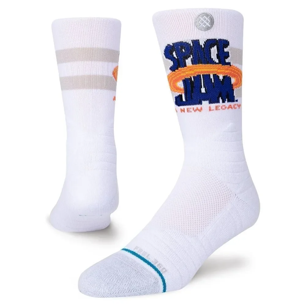 Stance Space Jam Sport Crew Socks Performance White Blue Basketball Running Gym